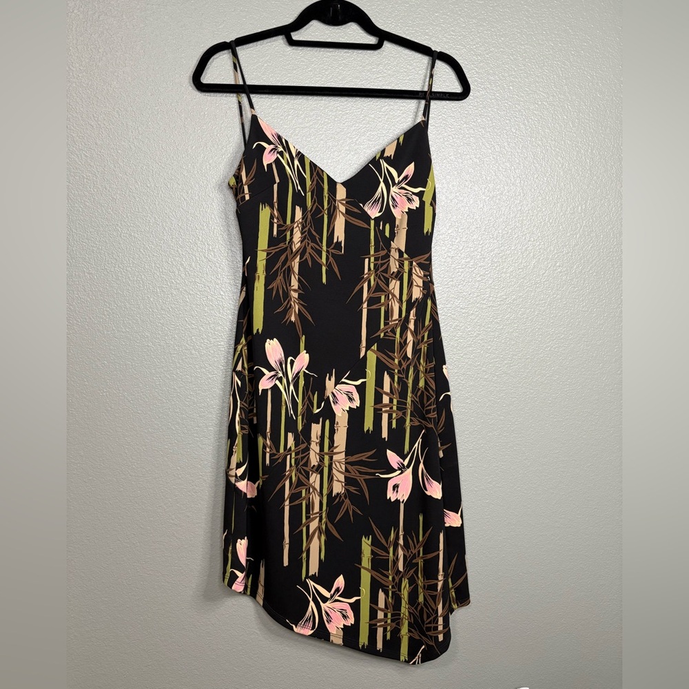 BCBG Black Dress with Bamboo Print